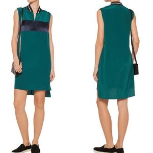 Rag & Bone green and navy high low dress M